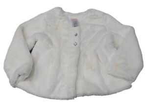Gymboree Girls 2T/3T Long Sleeve Half Button Cardigan Sweater Faux Fur White