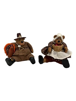 Russ Berrie Acción de Gracias Peregrino Oso Pareja Joshua y Josette Estante Cuidadores Foto 1 de 4