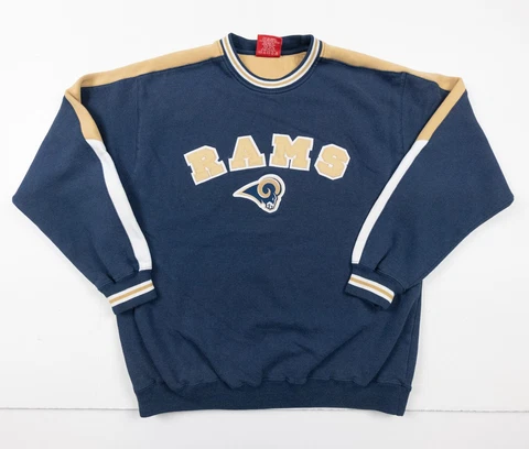 St Louis Rams Sweatshirt Adult Large Blue Crew Neck Pullover NFL Football VTG Cover