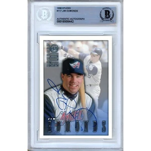 1998 Donruss Studio #117 Jim Edmonds Signed Card AUTO Beckett Slabbed LA Angels - Picture 1 of 5