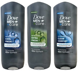 Dove Men + Care Körper Gesicht Haarwäsche Feuchtigkeitscreme Paket 400ml = 13,5oz 3er Pack Angebot - Bild 1 von 4