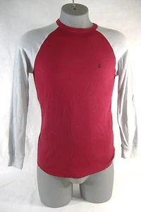 New Mens Small VOLCOM Colorblock Raglan Maroon Gray Thermal Long Sleeve Shirt$35 - Picture 1 of 1
