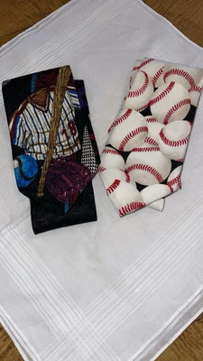 Men’s Baseball Themed Set Of Neckties 1 Polyester 1 Silk Wide  - Imagem 1 de 4