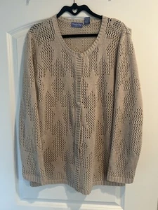 Womens 1x Cardigan Cottagecore Button Star Tan Beachy Starfish - Picture 1 of 5