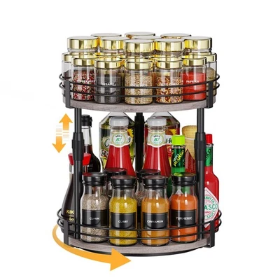 Lazy-Susan-Organizer-Spice-Rack, 2-Tier Rotating Spice Organizer For Kitchen-... - Image 1 of 4