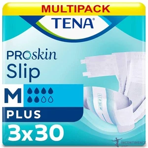 3x TENA ProSkin Slip Plus Incontinence Slips - Medium - Pack of 30 - 2500ml - Picture 1 of 4