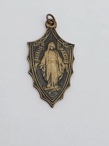 Vintage shield pendant medal Sodalis Mariae Sacred Heart of Jesus Virgin Mary - Picture 1 of 7