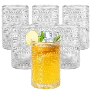 15oz Hobnail Drinking Glasses Set of 6,Clear Vintage Glassware Embossed Water... - Picture 1 of 7