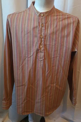 Mens L/S Partial button front shirt J. Peterman - L Mandarin collar - Image 1 of 4