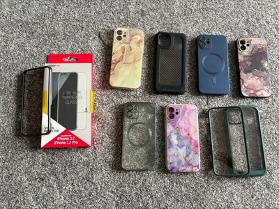 iPhone 12 Case Bundle Lot (7x) + Tempered Glass Screen Protector – Used - Image 1 of 4