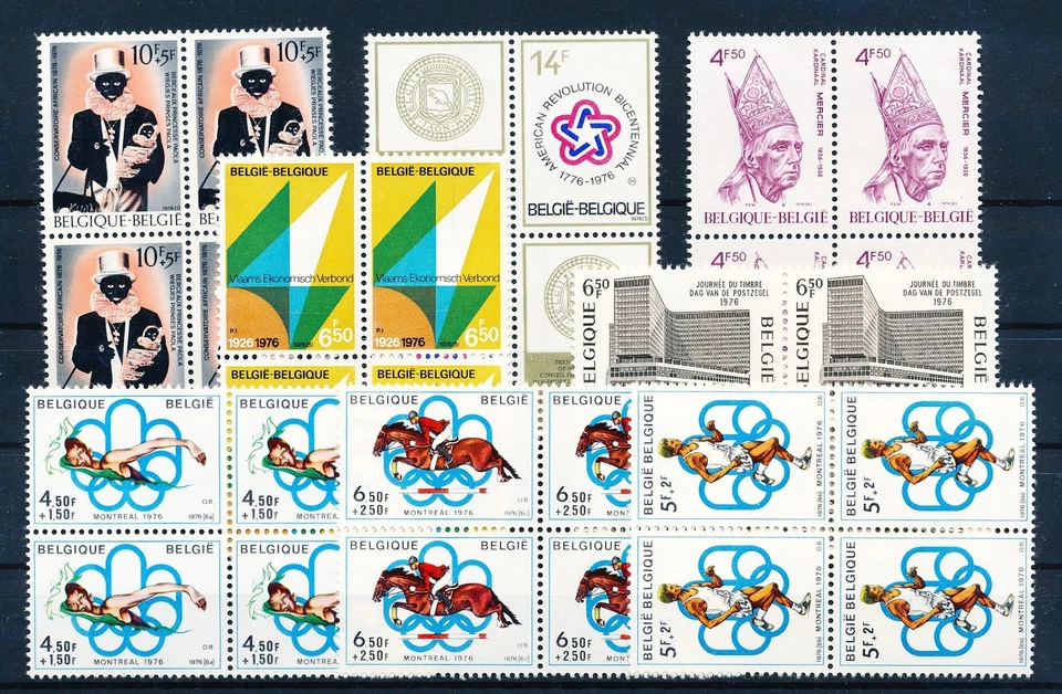 LS63221 Belgium mixed thematics blocks of 4 MNH - Image 1 of 1