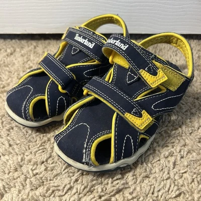 Timberland Kids Navy Blue & Yellow Strapped Sandals Size 12 - Image 1 of 4