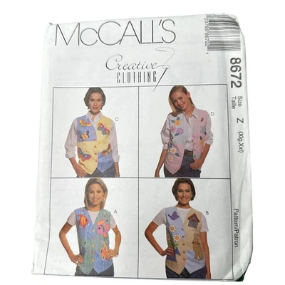 McCalls 8672 Womens Vest Sewing Pattern Size 20-26 Creative Clothing Uncut 90s - Image 1 of 4