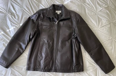 Calvin Klein Vintage Black Real Genuine Leather Jacket Size Large - Image 1 of 4