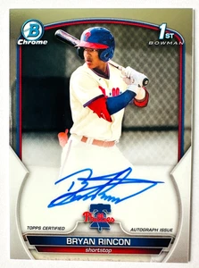 2023 1st Bowman Chrome Bryan Rincon AUTO Prospect RC Phillies! - Picture 1 of 3