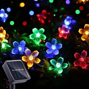 Stringa Solare Luci Fiori Esterno Impermeabile 50 LED Fata Luce Decorazioni... - Foto 1 di 8
