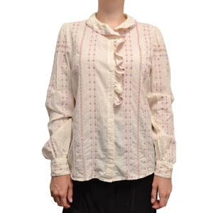 Sézane Designer Ruffle 100% Cotton Floral Embroidered Blouse Shirt Size 38 - Bild 1 von 11