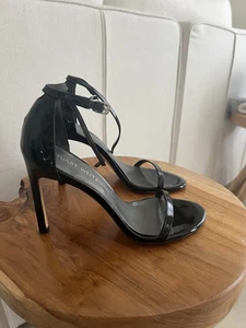 Stuart Weitzman Ankle Wrap Nudistsong Stiletto Leather Heels Womens Size 6 Black - Picture 1 of 12