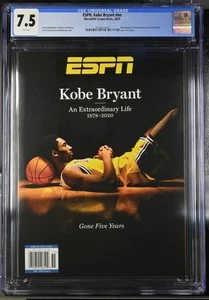 KOBE BRYANT RARE NEWSSTAND 2025 ESPN LA LAKERS COVER 5 YEAR TRIBUTE CGC 7.5 - Picture 1 of 2
