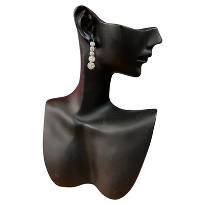 orecchini pendenti donna argento 925 anallergico rodiato 5 punti luce gradazione - Immagine 1 di 3