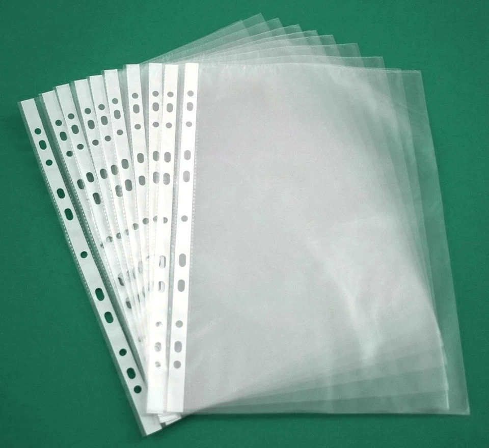 100 DIN A4 Prospekthüllen Klarsichthüllen oben offen weichmacherfrei genarbt - Bild 1 von 1