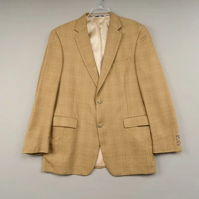 Hart Schaffner Marx 运动外套 44L 棕褐色格子羊毛 2 按钮西装外套 — 第 1/4 张图片