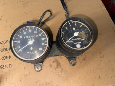 76 suzuki ts-185 speedometer tachometer instrument panel, 34100-28616 - Image 1 of 4
