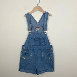 Squeeze Jeans Denim Overalls Shorts Butterfly Floral Girl's M Y2K Floral Retro - Picture 1 of 7