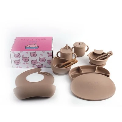 Juego Completo Alimentación Bebé 12 Piezas Silicona - Caqui Foto 1 de 4