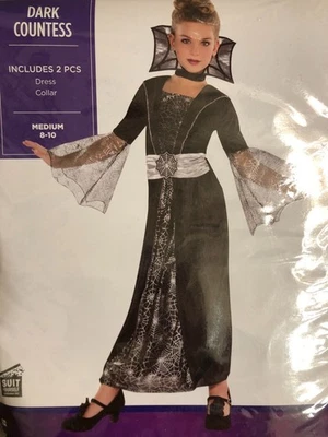 *NEW*DARK COUNTESS Girls Child Costume Size Medium 8-10 Years Halloween Dress Up - Image 1 of 4