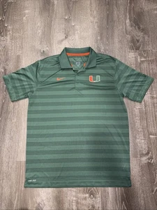 Nike Miami Hurricanes Polo Hombre Grande L Camisa Verde Manga Corta Dri Fit The U - Imagen 1 de 9