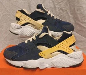 NIKE AIR HUARACHE RUN TRAINERS BLUE WHITE CREAM SIZE 5.5 EU 38.5 - Picture 1 of 14