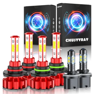 For GMC Yukon XL 1500 5.3L 2000-2006 LED Headlights High Low Fog Light Bulbs Kit - Picture 1 of 12