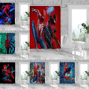 Spiderman Waterproof Shower Curtain Fabric With Hooks Bathroom Decor Fans Gifts - Picture 1 of 21