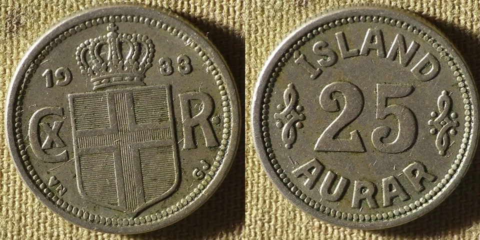Iceland : 1933  10 Aur. AU Some Dirt  #1.1  IR7700 - Image 1 of 1