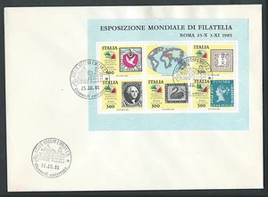 1985 ITALIA FDC FOGLIETTO CONTINENTI NO TIMBRO ARRIVO - BF-3 - Imagen 1 de 1