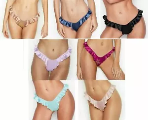 L Victoria's Secret ❤️SATIN CHEEKY THONG ❤️panties RANDOM COLOR BLACK SUPERMODEL - Picture 1 of 1