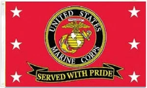 MILITARY/VETERAN FLAG - U.S. MARINE CORPS-SERVED WITH PRIDE / 3X5 100% POLYESTER - Picture 1 of 3