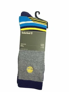 Timberland blau/gelb/grau gestreift 2 Paar Crew Herren Socken A1ECF-J38 - Bild 1 von 9