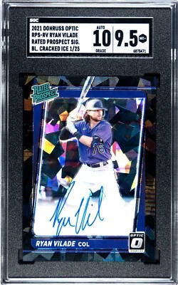 2021 Donruss Optic Ryan Vilade BLACK CRACKED ICE PRIZM SGC 9.5 w/10 AUTO (1/25) - Image 1 of 2