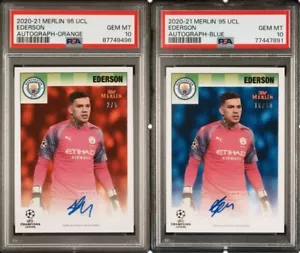 (2) PSA 10 2020-21 topps merlin heritage ‘95 Ederson Auto's /5 & /50 POP 1 & 1! - Picture 1 of 4