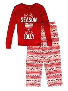 Carters Girls Red Tis The Season To Be Jolly Long Sleeve Holiday Pajamas 8 - Picture 1 of 1