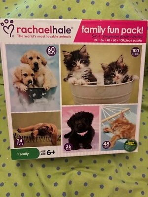 Rachael Hale Jigsaw Puzzles Lovable Animals Kittens Puppy FAMILY FUN PACK 5-in-1 - Image 1 of 2