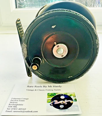 Carrete de mosca de salmón único de cuerpo ancho resistente de colección raro con estuche Foto 1 de 4