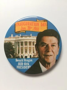1981 President Ronald Reagan Inauguration Day 3.5" Button "Our 40th President" - Picture 1 of 2