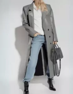 Neuer grauer Trench Ledermantel für Damen. Echtes weiches Lammleder langer Mantel XL. - Bild 1 von 6
