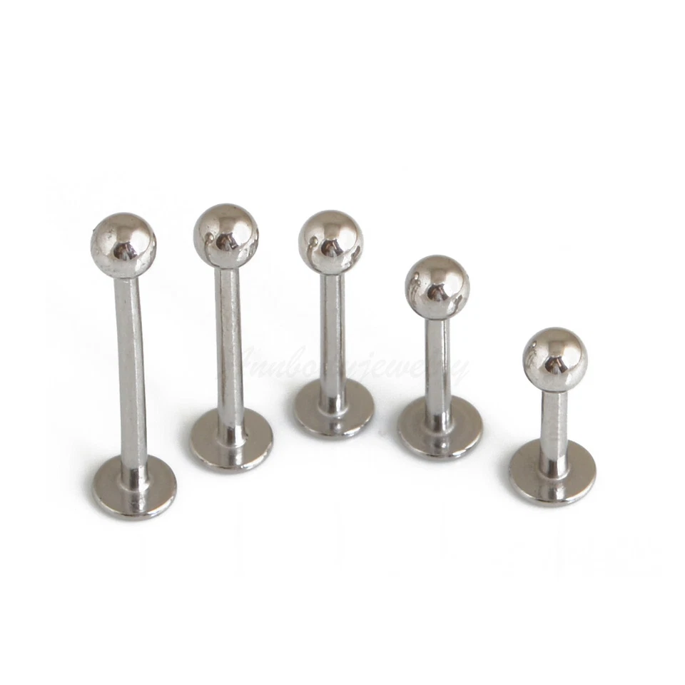 16g 14g Stainless Solid Steel Labret Lip Monroe Cheek Tragus Ring Stud Piercing - Image 1 of 1