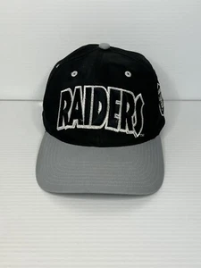 Vintage 90s Los Angeles Oakland Raiders Black Arch Eastport Snapback Hat Cap - Picture 1 of 7