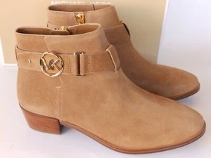 NEW NIB Michael Kors Harlan Praline Light Brown Suede Leather Ankle Boots sz 6M - Picture 1 of 10