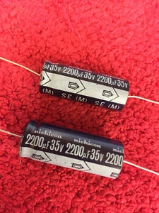 NICHICON 2200 UF 35V AXIAL CAPACITORS 2 PCS NOS - Picture 1 of 1